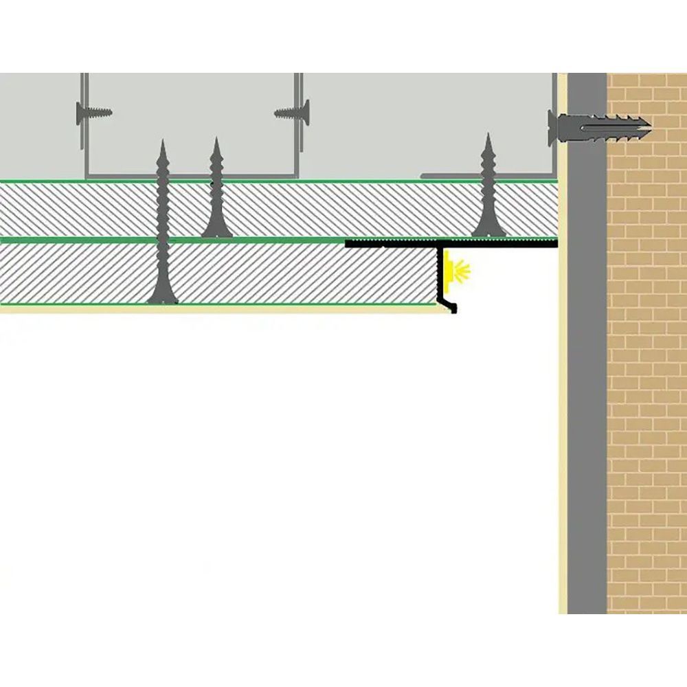 Perfil  de aluminio para junta de  sombra de 20 mm con canal LED blanco