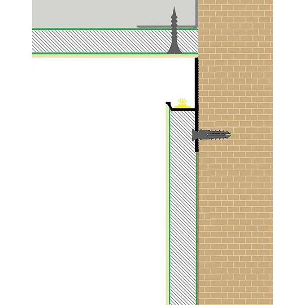 Perfil  de aluminio para junta de  sombra de 20 mm con canal LED blanco