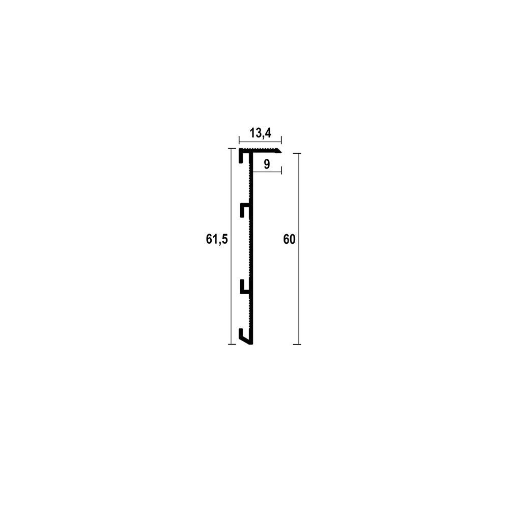 Zócalo oculto 60×13,5 mm para paneles de yeso con inserción de MDF