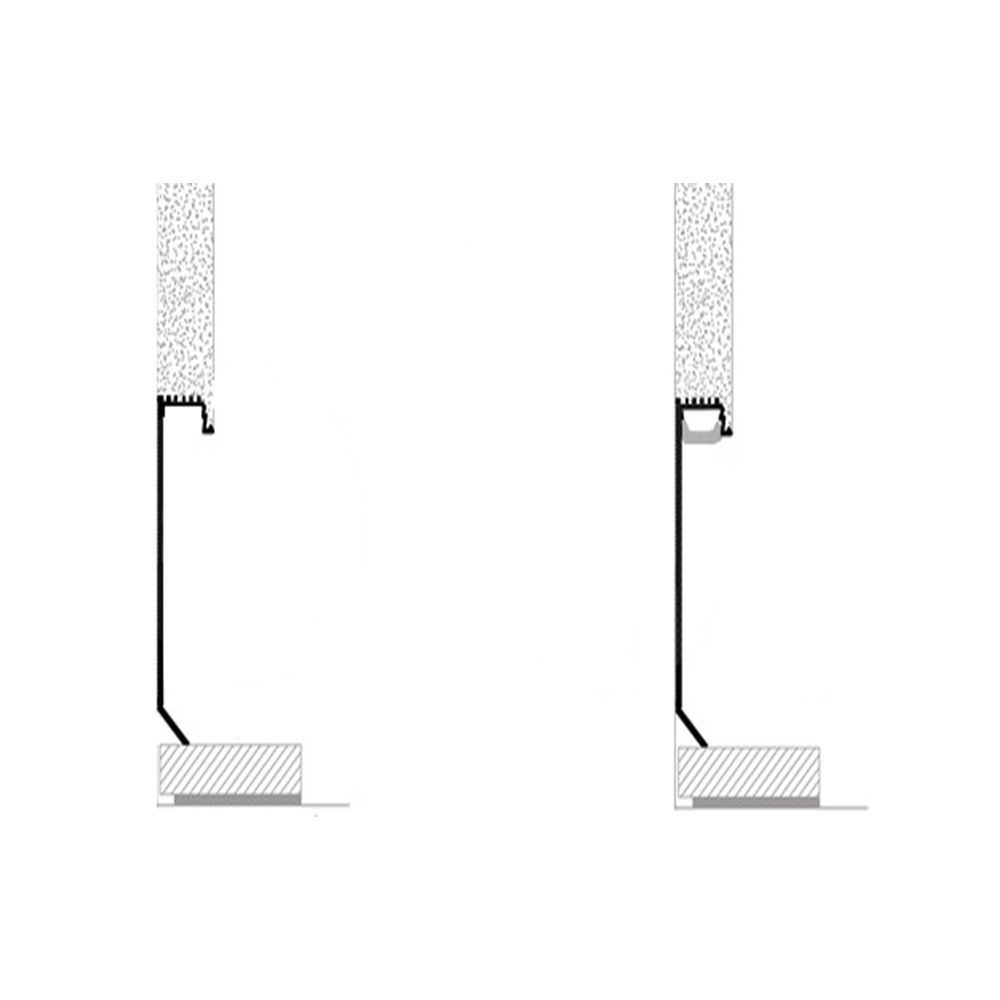 Zócalo oculto de aluminio con iluminación LED, con una altura de 60 mm