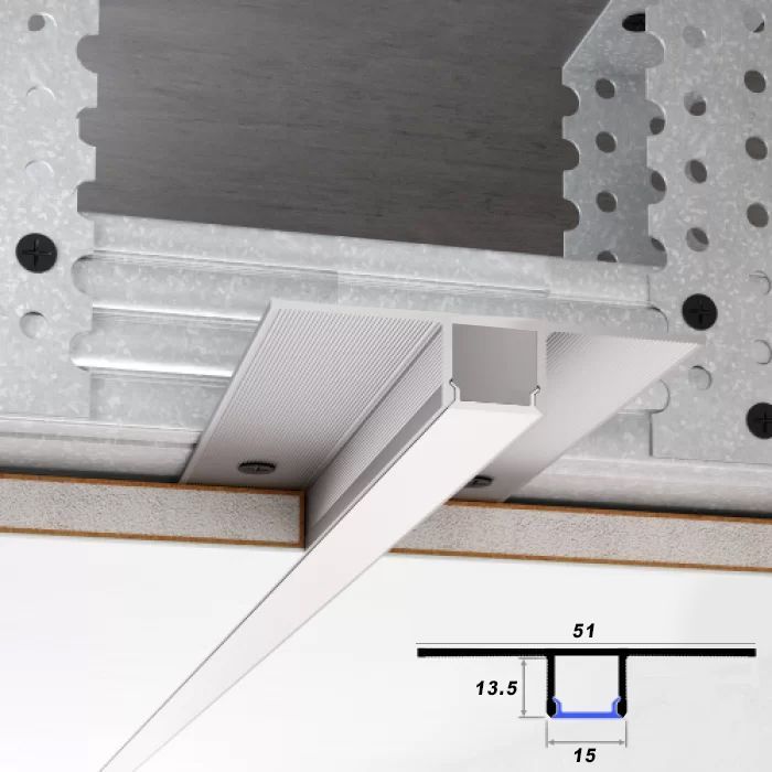 Perfil separador LED para placas de 15 mm con difusor de cartón yeso