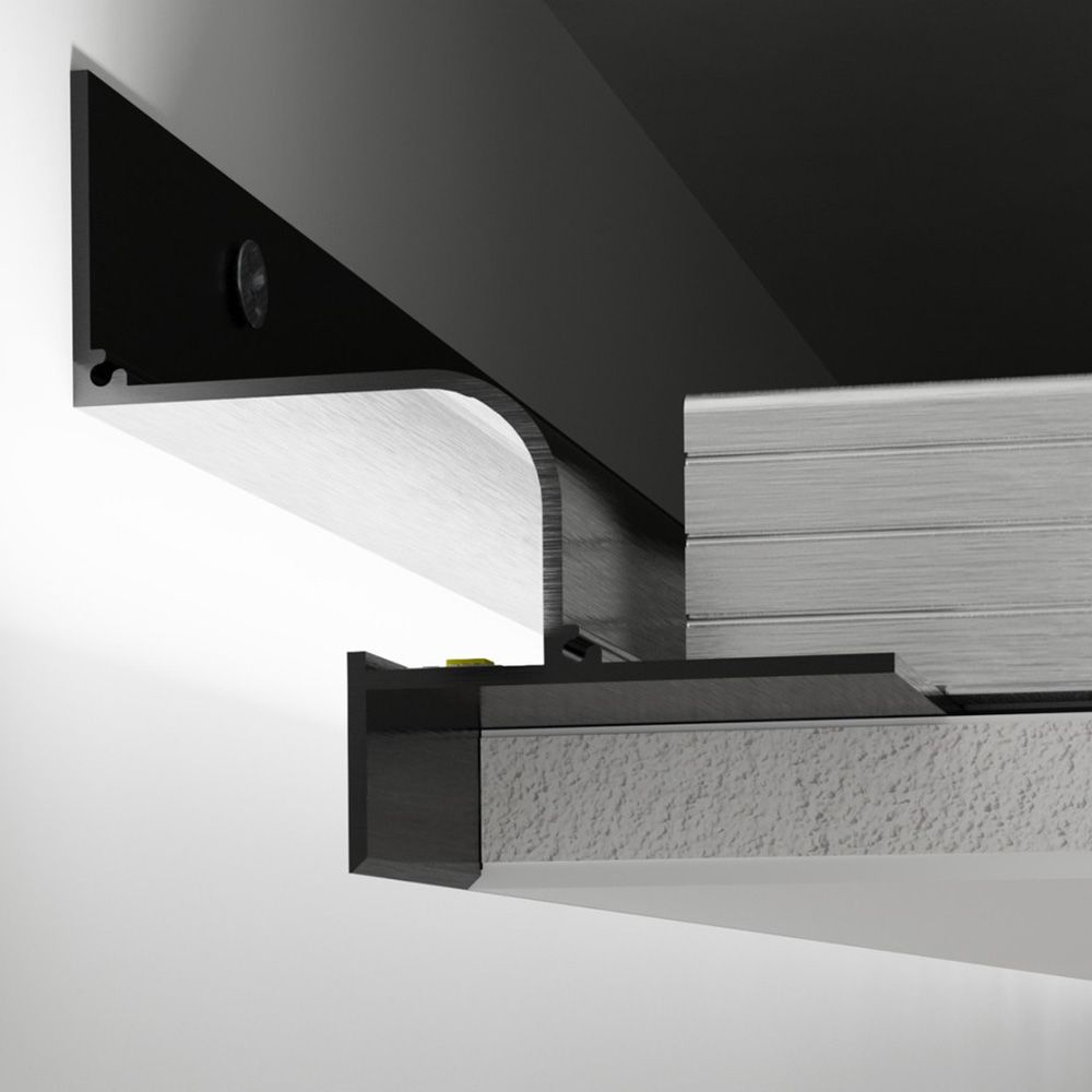 Perfil separador de sombra LED para techos de cartón yeso 23x37 mm negro