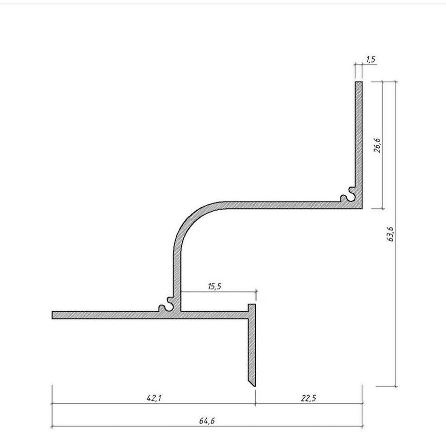 Perfil separador de sombra LED para techos de cartón yeso 23x37 mm negro