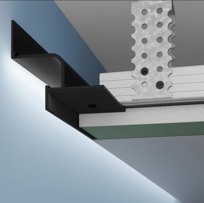 Perfil separador de sombra LED para techos de cartón yeso 23x37 mm negro