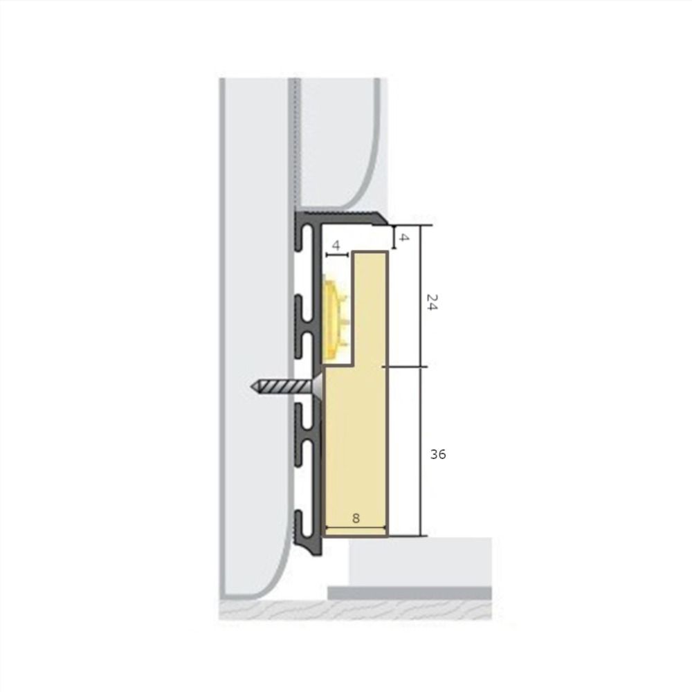 Inserción de MDF para tiras LED para un zócalo oculto de 60×13,5 mm